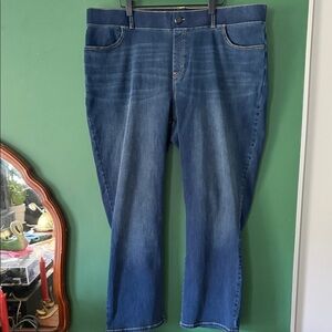 Betabrand Womens 2X Petite Blue Straight Leg Women Jeans Stretch